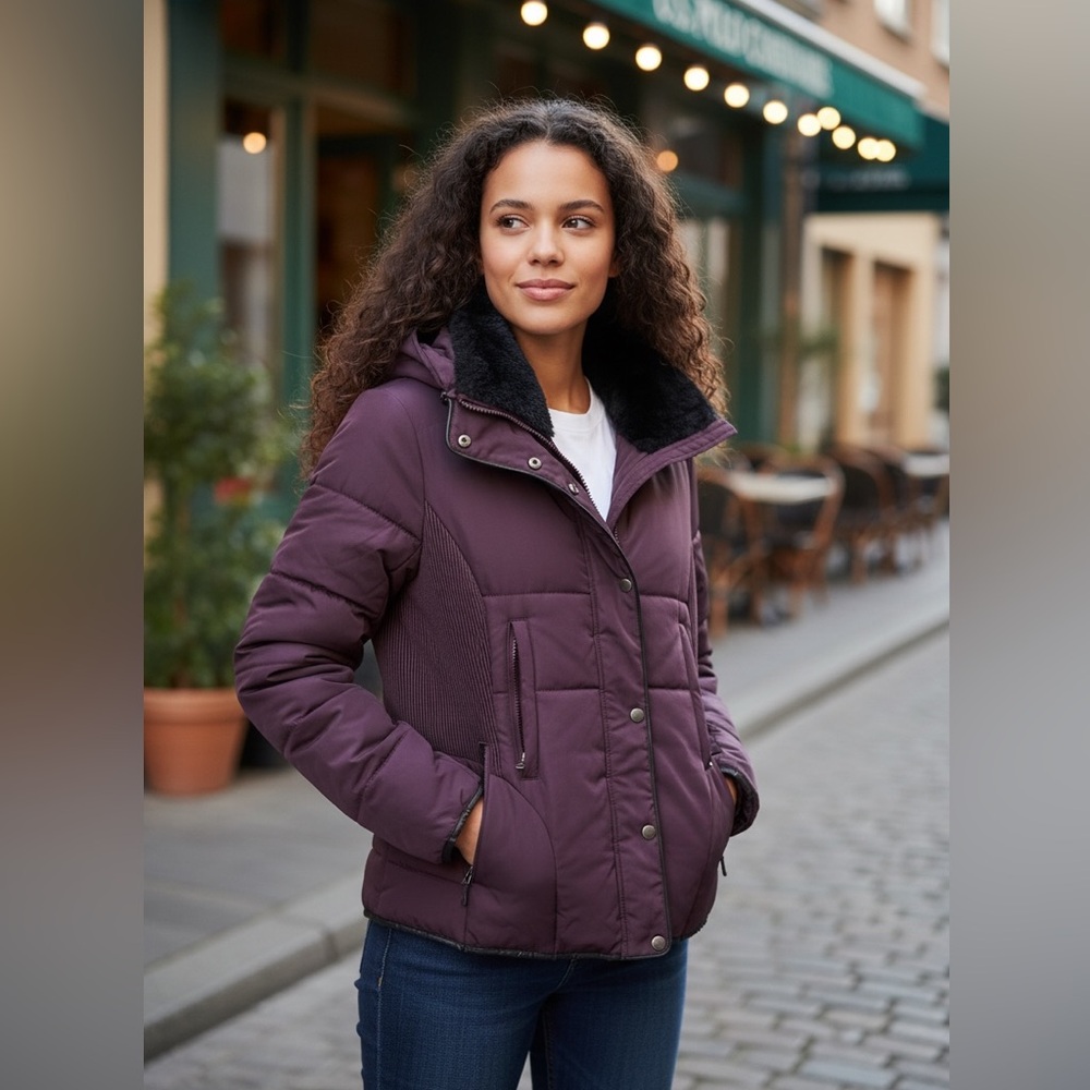 US Polo association Women's Purple Puffer Jacket
Size M , zipper snaps, pockets